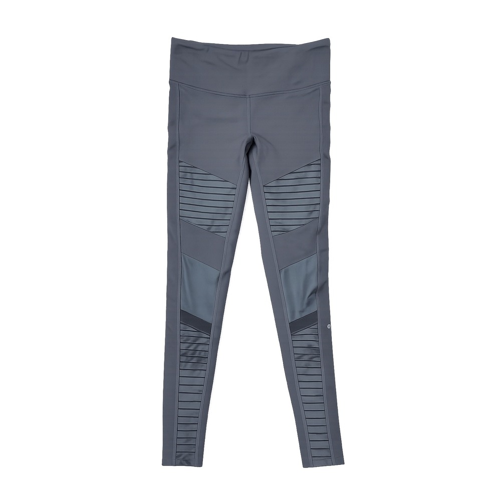 Alo Yoga High Waist Moto Leggings Gray Ribbed Panel Athletic Yoga Pants Size S - Picture 5 of 9